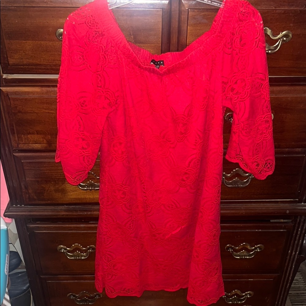 Elegant Red Lace Dress